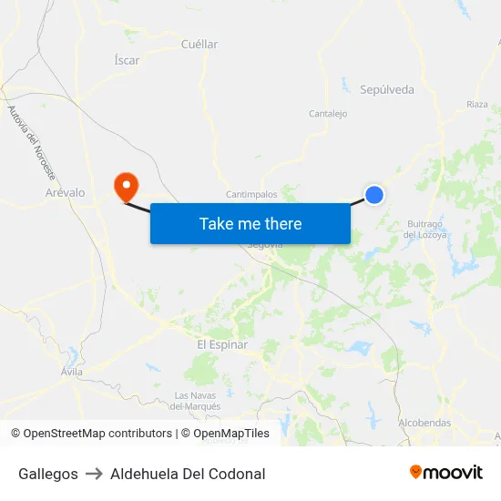 Gallegos to Aldehuela Del Codonal map