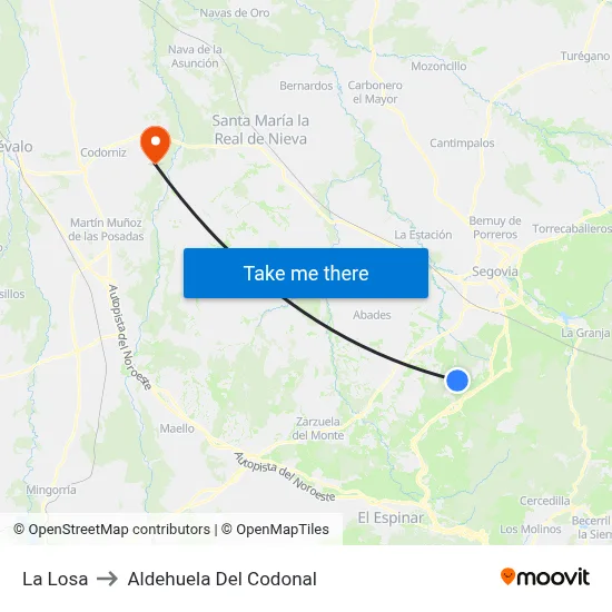 La Losa to Aldehuela Del Codonal map