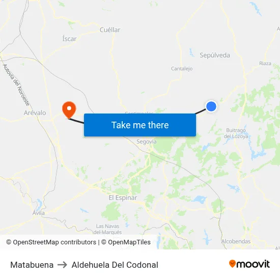 Matabuena to Aldehuela Del Codonal map