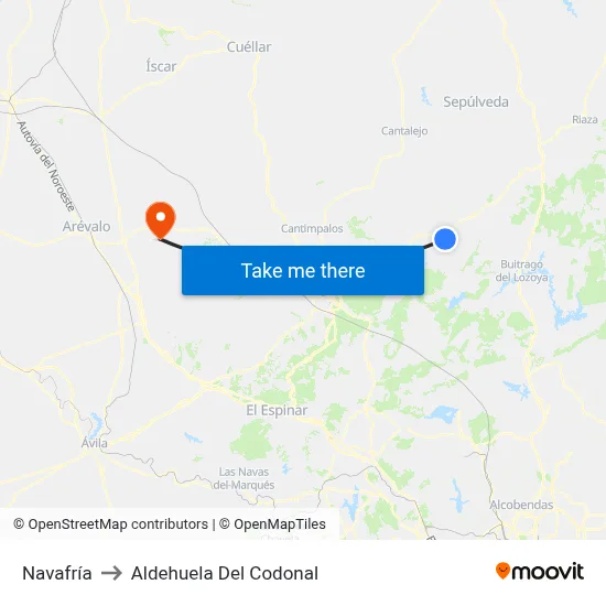 Navafría to Aldehuela Del Codonal map