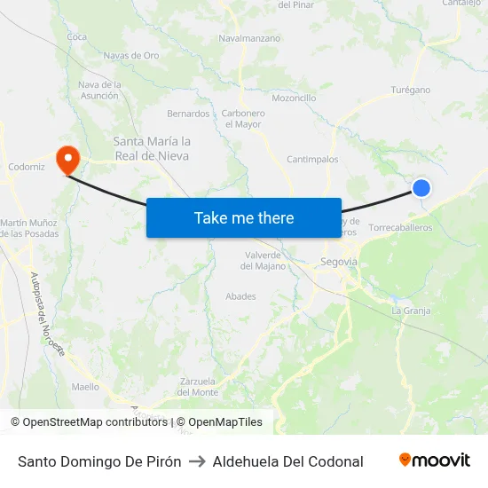 Santo Domingo De Pirón to Aldehuela Del Codonal map