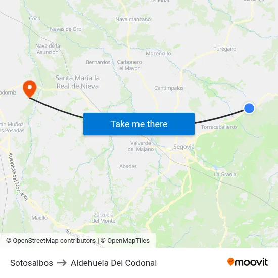 Sotosalbos to Aldehuela Del Codonal map
