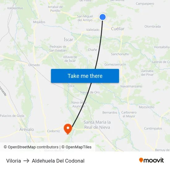 Viloria to Aldehuela Del Codonal map