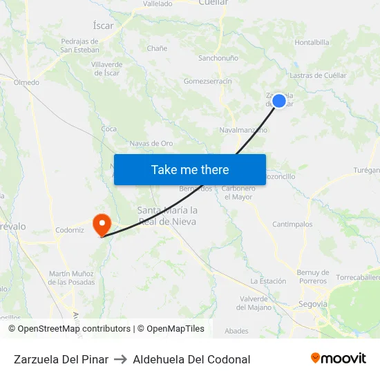 Zarzuela Del Pinar to Aldehuela Del Codonal map