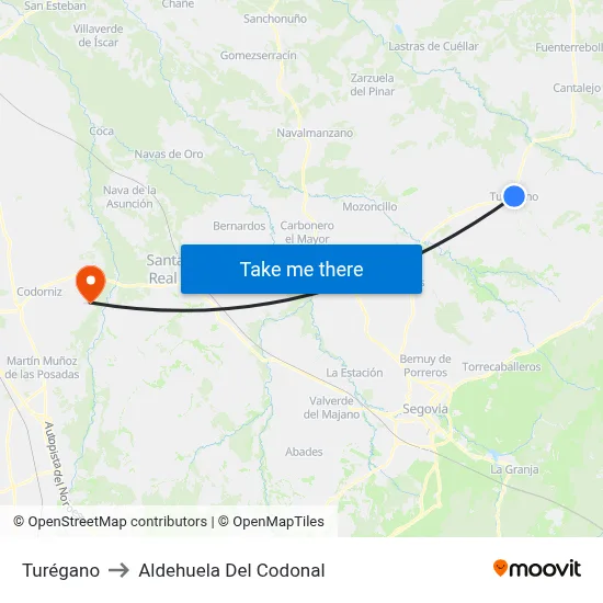 Turégano to Aldehuela Del Codonal map