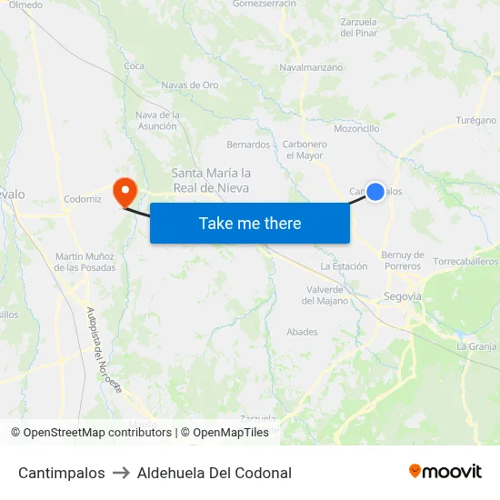 Cantimpalos to Aldehuela Del Codonal map