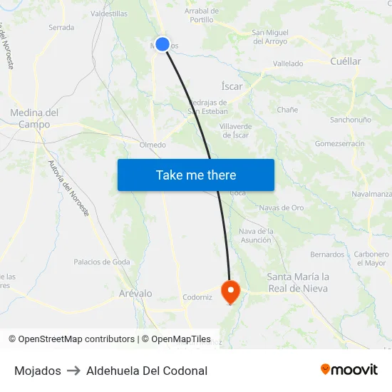 Mojados to Aldehuela Del Codonal map