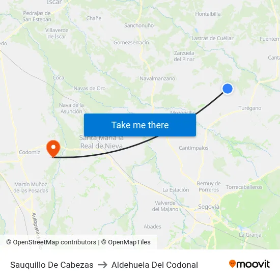 Sauquillo De Cabezas to Aldehuela Del Codonal map