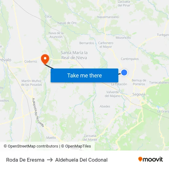Roda De Eresma to Aldehuela Del Codonal map