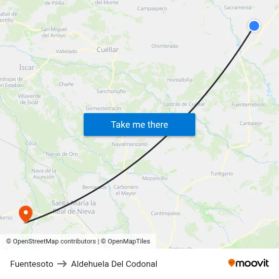 Fuentesoto to Aldehuela Del Codonal map