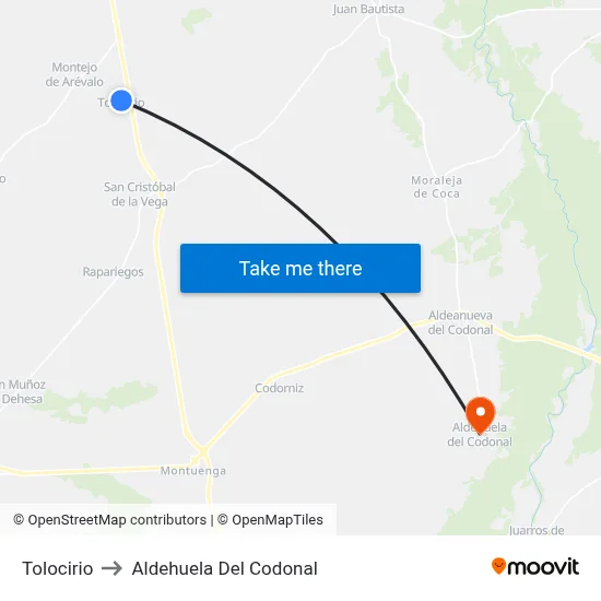 Tolocirio to Aldehuela Del Codonal map