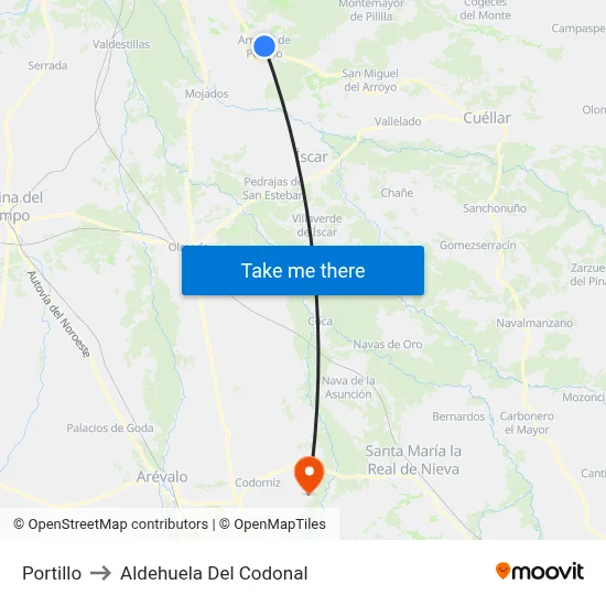 Portillo to Aldehuela Del Codonal map