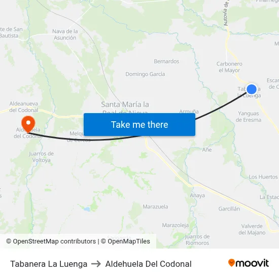 Tabanera La Luenga to Aldehuela Del Codonal map