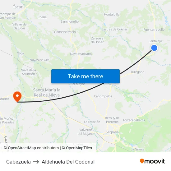 Cabezuela to Aldehuela Del Codonal map