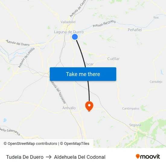 Tudela De Duero to Aldehuela Del Codonal map