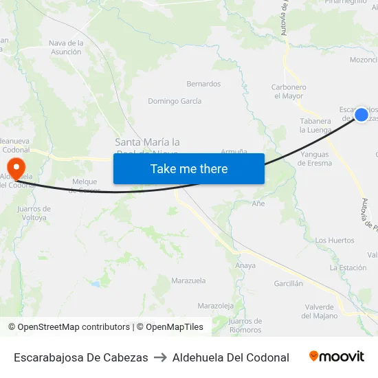 Escarabajosa De Cabezas to Aldehuela Del Codonal map