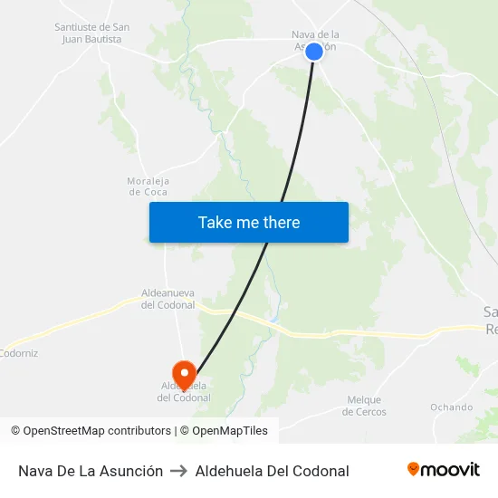 Nava De La Asunción to Aldehuela Del Codonal map