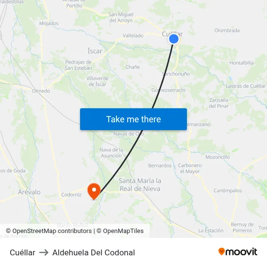 Cuéllar to Aldehuela Del Codonal map