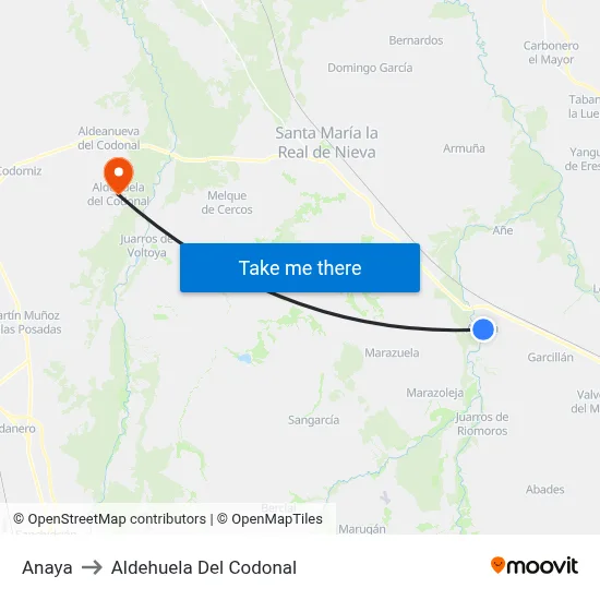 Anaya to Aldehuela Del Codonal map