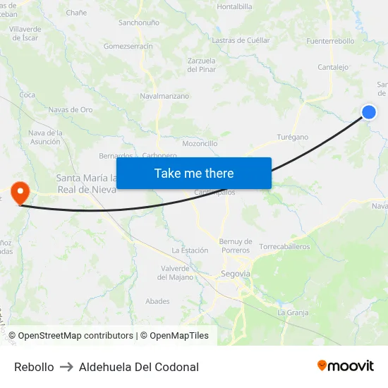 Rebollo to Aldehuela Del Codonal map