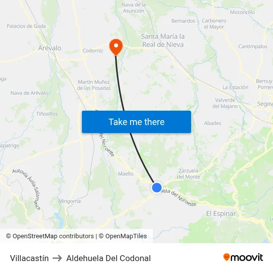 Villacastín to Aldehuela Del Codonal map