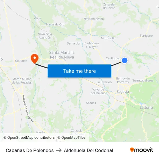 Cabañas De Polendos to Aldehuela Del Codonal map