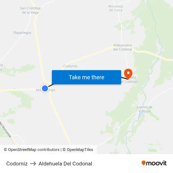 Codorniz to Aldehuela Del Codonal map