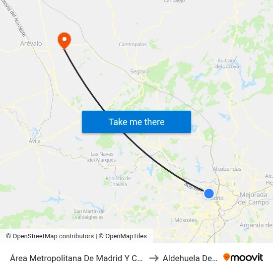 Área Metropolitana De Madrid Y Corredor Del Henares to Aldehuela Del Codonal map