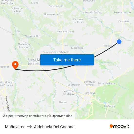 Muñoveros to Aldehuela Del Codonal map