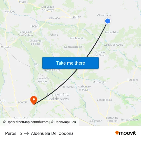 Perosillo to Aldehuela Del Codonal map