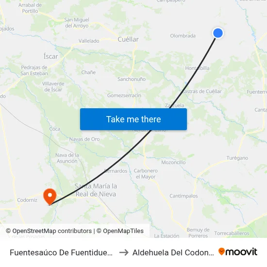 Fuentesaúco De Fuentidueña to Aldehuela Del Codonal map