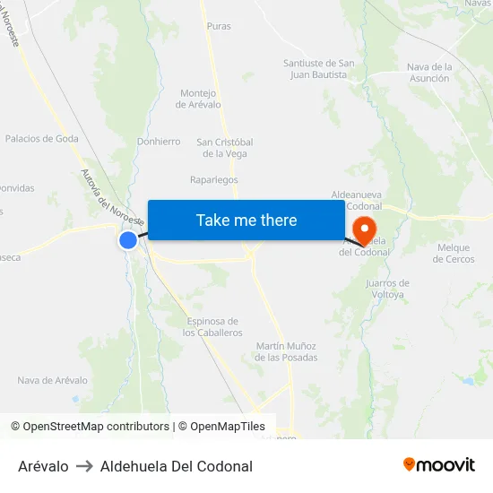 Arévalo to Aldehuela Del Codonal map