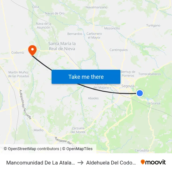Mancomunidad De La Atalaya to Aldehuela Del Codonal map