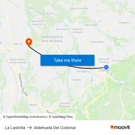 La Lastrilla to Aldehuela Del Codonal map