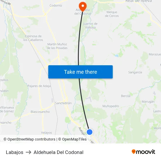 Labajos to Aldehuela Del Codonal map
