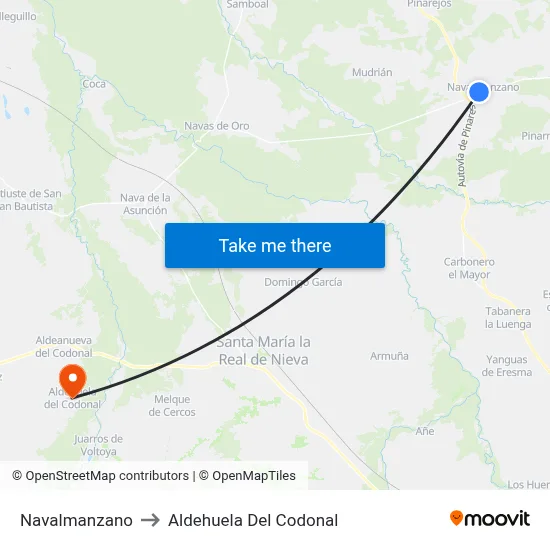 Navalmanzano to Aldehuela Del Codonal map