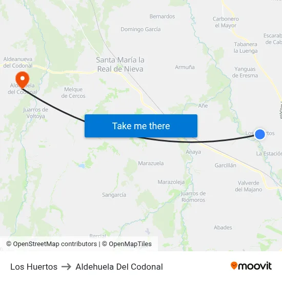 Los Huertos to Aldehuela Del Codonal map