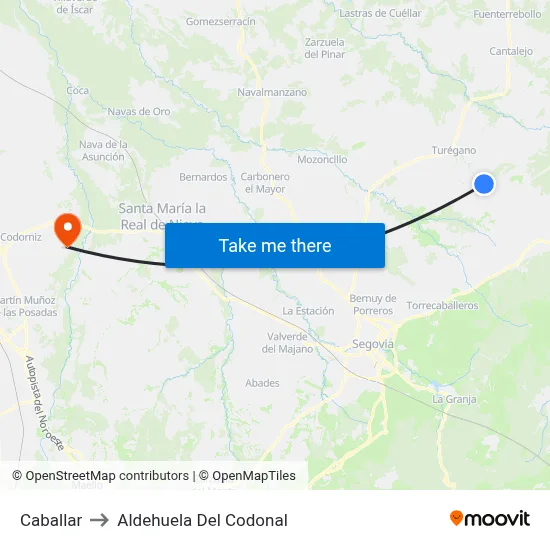 Caballar to Aldehuela Del Codonal map