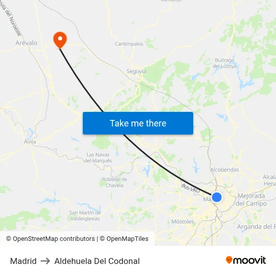 Madrid to Aldehuela Del Codonal map