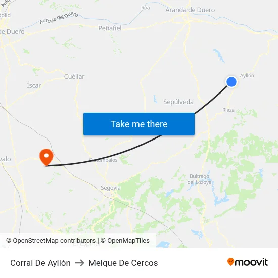Corral De Ayllón to Melque De Cercos map