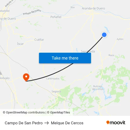 Campo De San Pedro to Melque De Cercos map