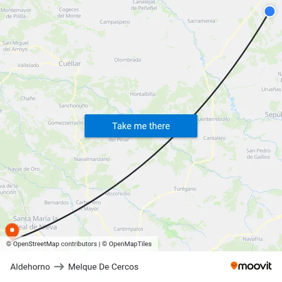 Aldehorno to Melque De Cercos map