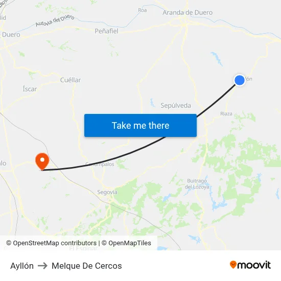 Ayllón to Melque De Cercos map