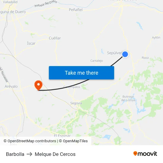 Barbolla to Melque De Cercos map