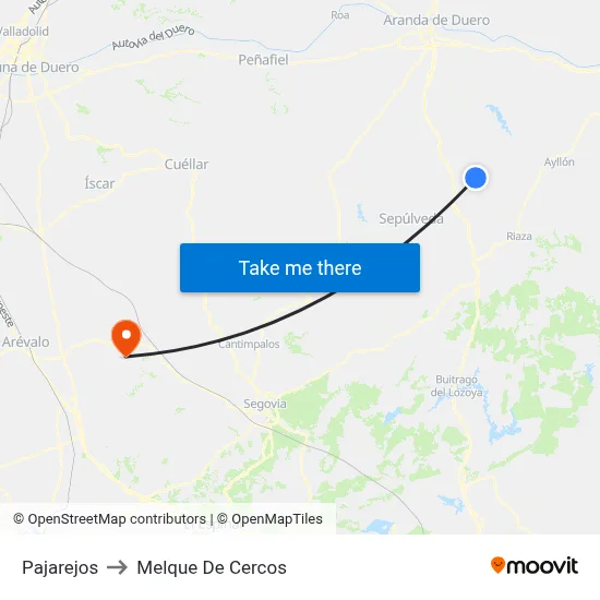 Pajarejos to Melque De Cercos map