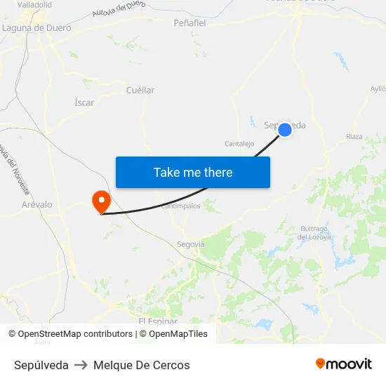 Sepúlveda to Melque De Cercos map