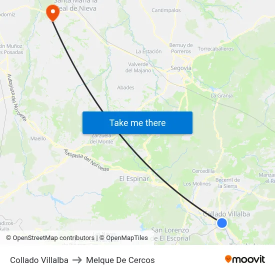 Collado Villalba to Melque De Cercos map