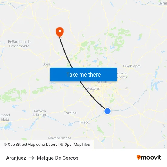 Aranjuez to Melque De Cercos map