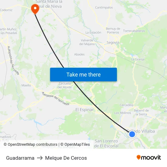 Guadarrama to Melque De Cercos map