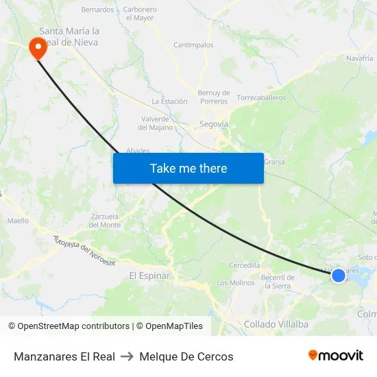 Manzanares El Real to Melque De Cercos map